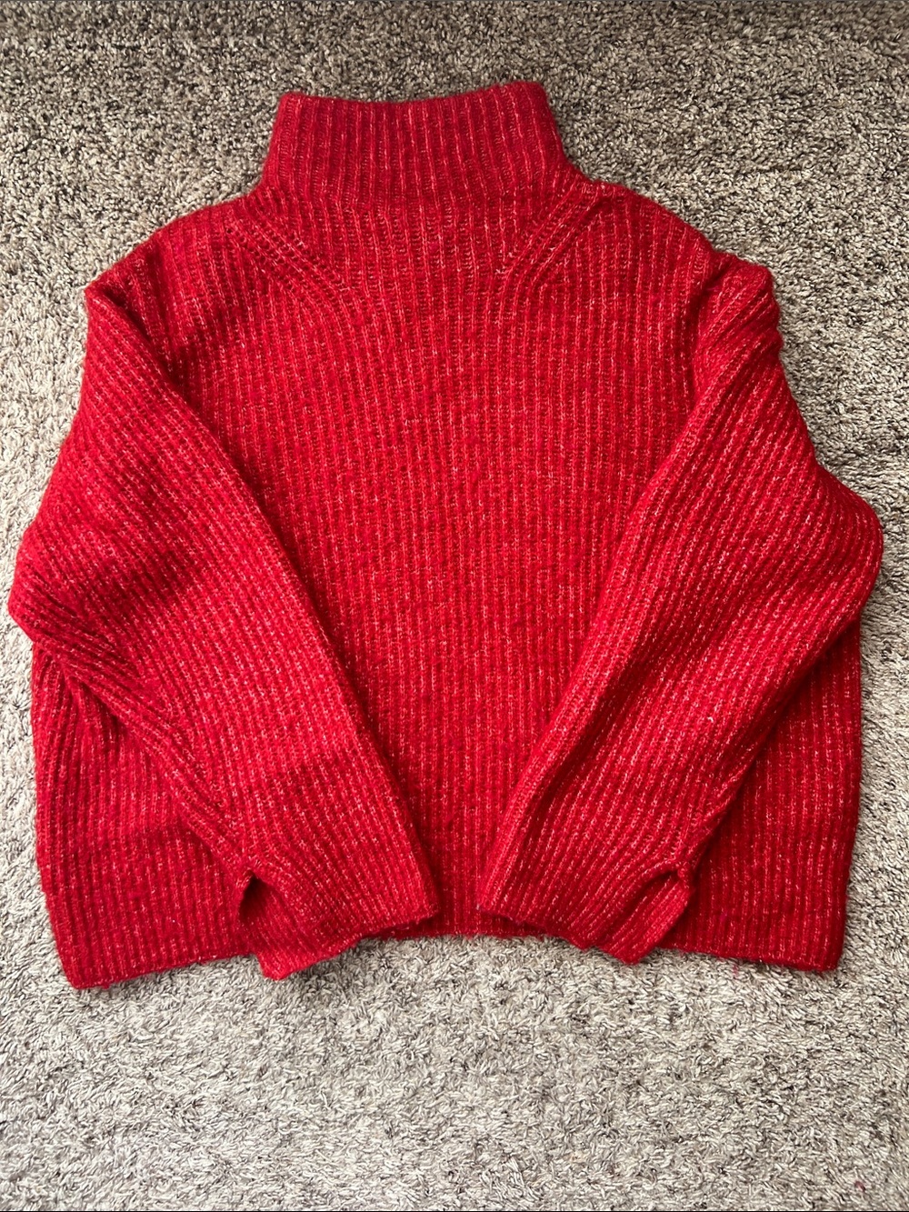 Cozy Red Ribbed Turtleneck Sweater
